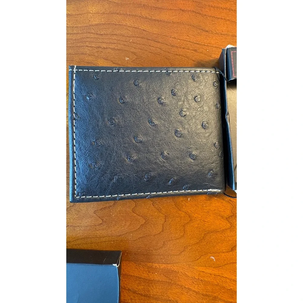 Tems Collection Mens Handcrafted Ostrich Print Western Horse Bifold Wallet New